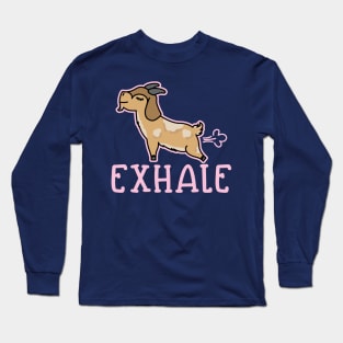 Exhale Gas Goat Yoga Fitness Funny Long Sleeve T-Shirt